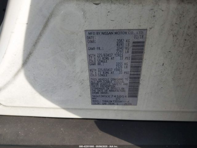5N1AT2MTXJC745054 Nissan ROGUE SV
