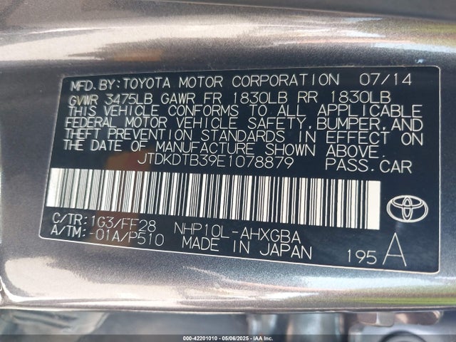 Toyota Prius C Three 2014 JTDKDTB39E1078879 Image 9
