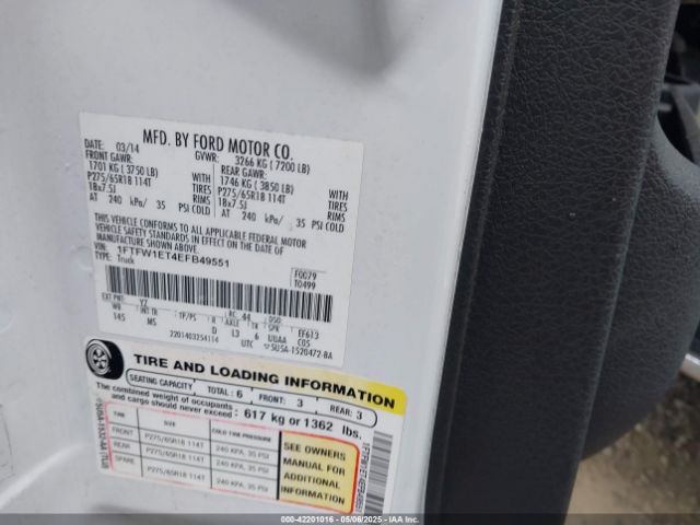 1FTFW1ET4EFB49551 Ford F-150 Xlt