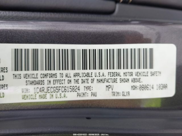 1C4RJECG5FC615824 Jeep Grand Cherokee Overland