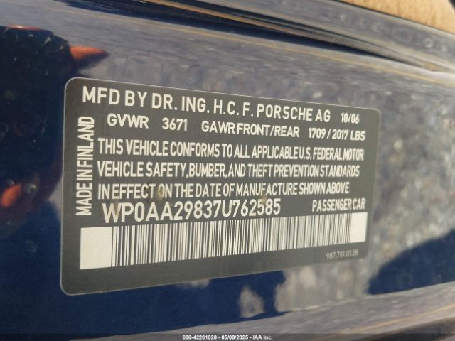 2007 PORSCHE CAYMAN WP0AA29837U762585 Photo 8