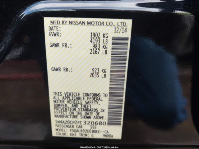 1N4AZ0CP2FC320680 Nissan LEAF S