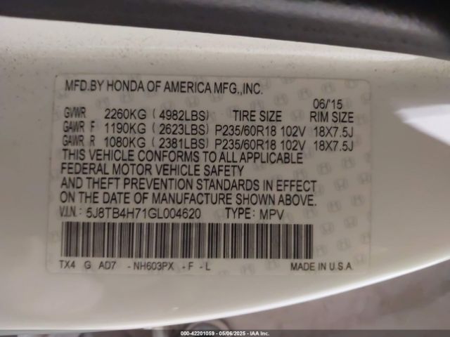2016 ACURA RDX 5J8TB4H71GL004620 Photo 8