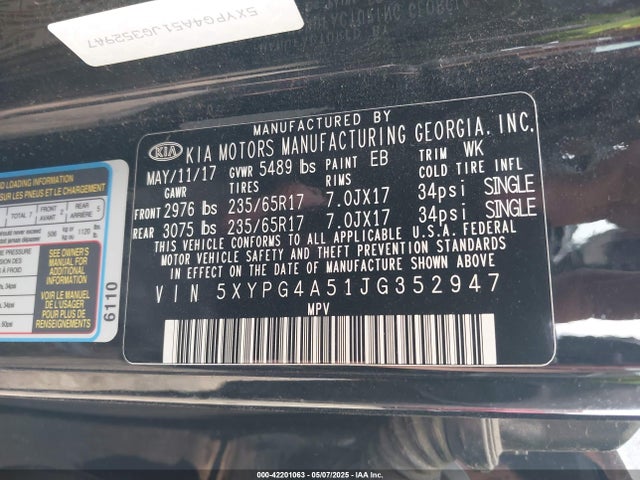 5XYPG4A51JG352947 KIA gdi lambda-ii
