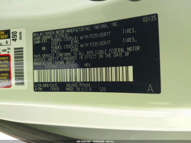 Toyota a25a-fxs 2025 5TDYRKEC2SS247902 Image 9
