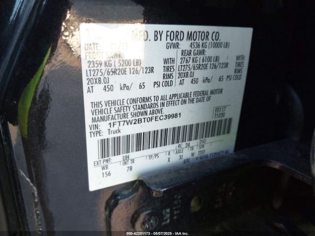 1FT7W2BT0FEC39981 Ford F-250 Lariat