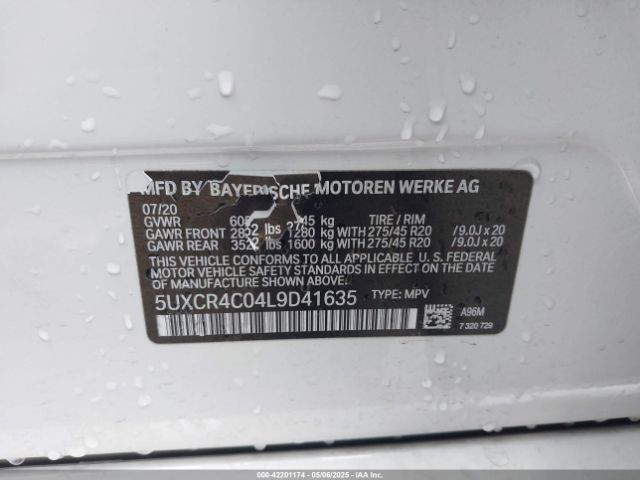 5UXCR4C04L9D41635 BMW X5 Sdrive40i