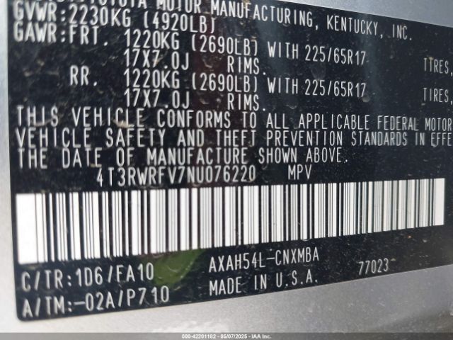 2022 TOYOTA RAV4 HYBRID 4T3RWRFV7NU076220 Photo 8
