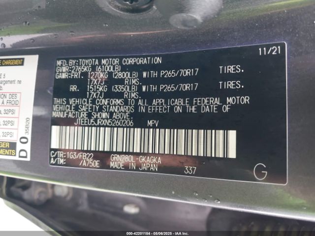 JTEEU5JRXN5260206 Toyota 4RUNNER SR5