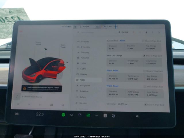 5YJ3E1EB2NF313445 Tesla MODEL 3