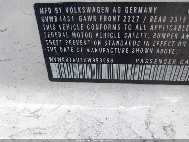 WVWKR7AU8HW953556 Volkswagen E-golf Se