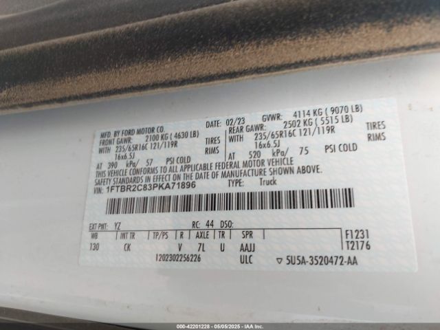 1FTBR2C83PKA71896 Ford Transit-250