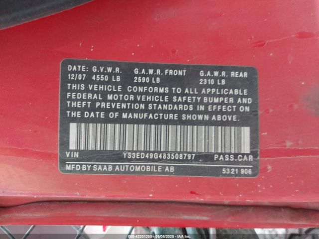 2008 SAAB 9-5 YS3ED49G483508797 Photo 8
