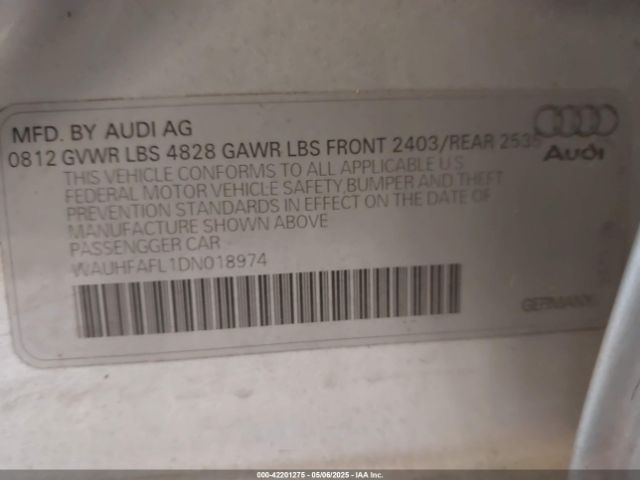 2013 AUDI A4 WAUHFAFL1DN018974 Photo 8