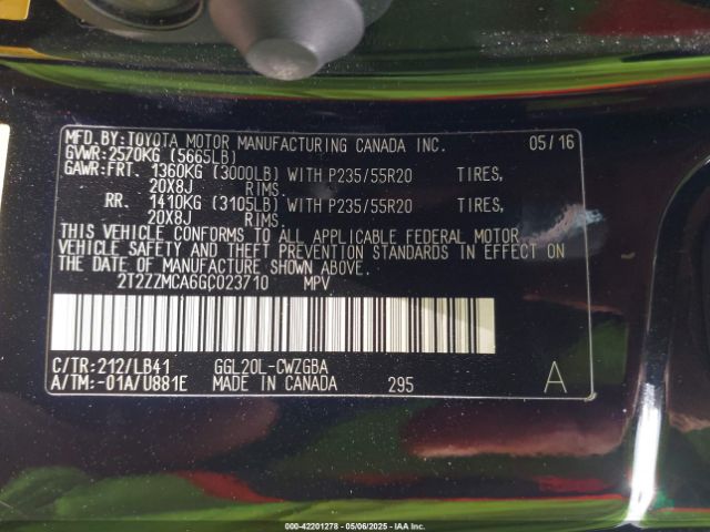 2T2ZZMCA6GC023710 Lexus RX 350