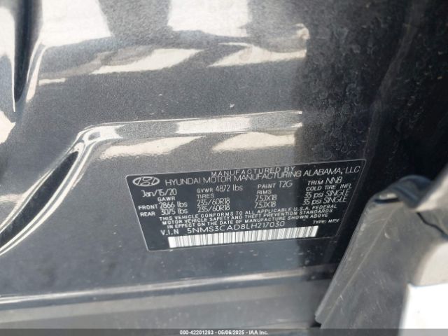 5NMS3CAD8LH217030 Hyundai Santa Fe Sel