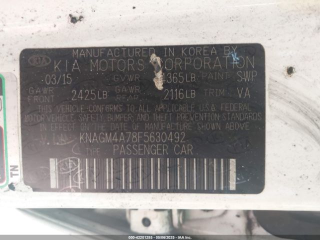 KNAGM4A78F5630492 KIA dohc gdi theta ii