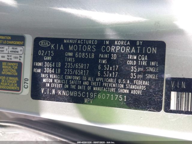 KNDMB5C19F6071751 KIA SEDONA LX