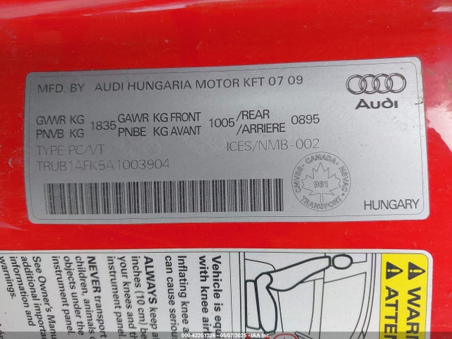 2010 AUDI TTS TRUB1AFK5A1003904 Photo 8