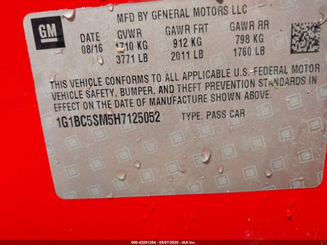 1G1BC5SM5H7125052 Chevrolet Cruze Ls Auto