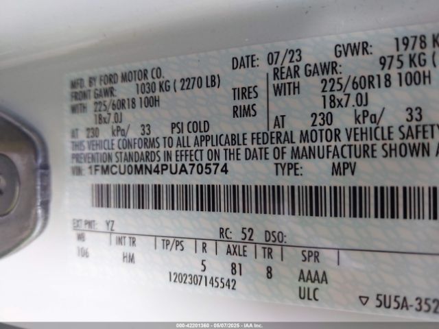1FMCU0MN4PUA70574 Ford Escape St-line