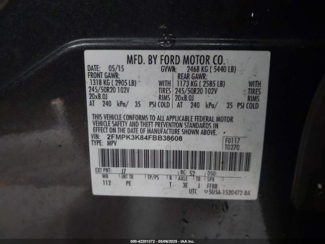 2FMPK3K84FBB38608 Ford Edge Titanium