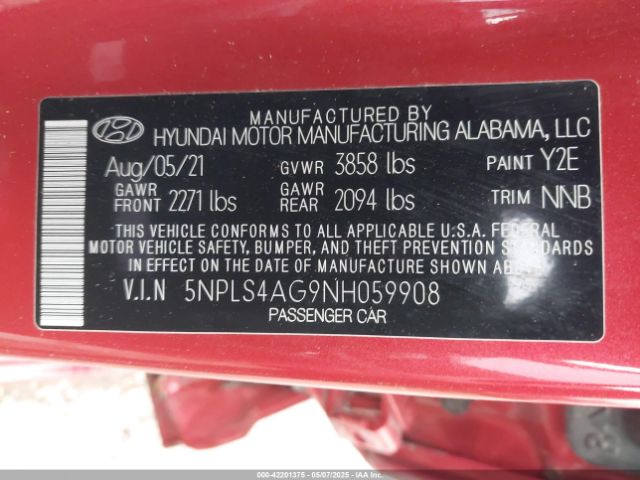 2022 HYUNDAI ELANTRA 5NPLS4AG9NH059908 Photo 8
