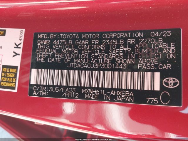 JTDACACU3P3001443 Toyota Prius Prime Se