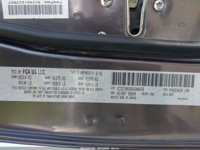 2C3CDXBG0GH206076 Dodge Charger Se