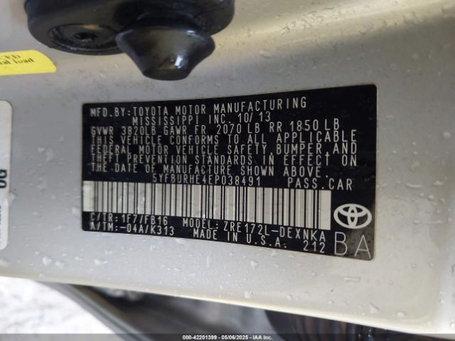 5YFBURHE4EP038491 Toyota COROLLA LE