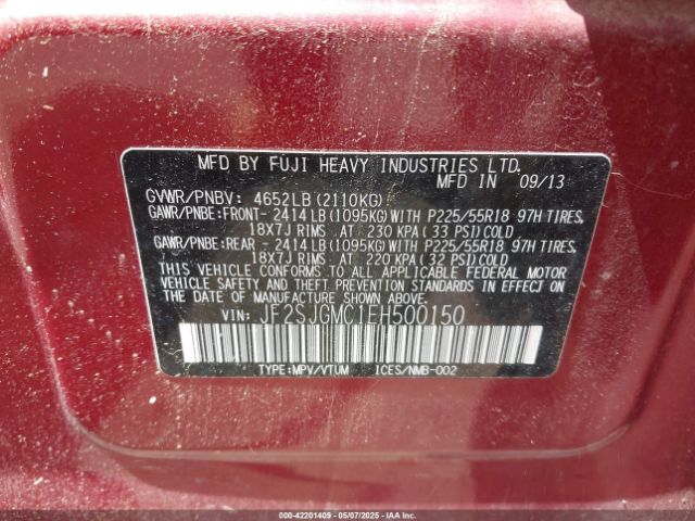 JF2SJGMC1EH500150 Subaru Forester 2.0xt Touring