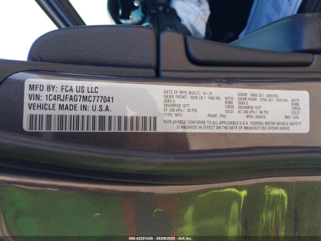 2021 JEEP GRAND CHEROKEE 1C4RJFAG7MC777041 Photo 8