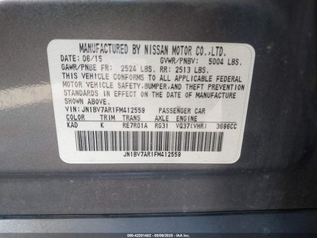 JN1BV7AR1FM412559 Infiniti Q50