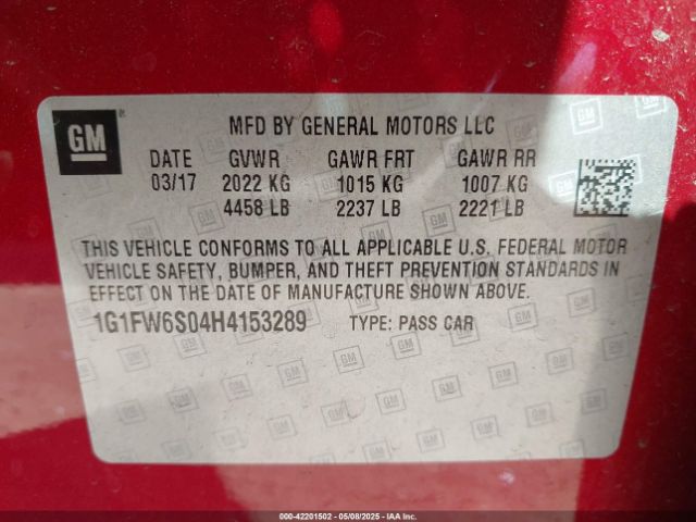 1G1FW6S04H4153289 Chevrolet BOLT EV LT