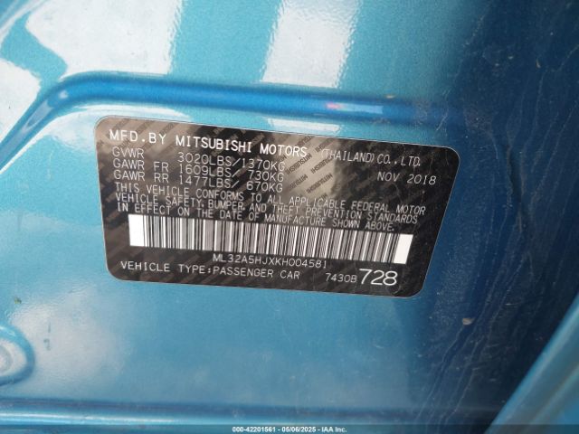 2019 MITSUBISHI MIRAGE ML32A5HJXKH004581 Photo 8