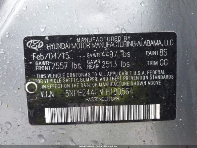 5NPE24AF3FH180564 Hyundai SONATA SE