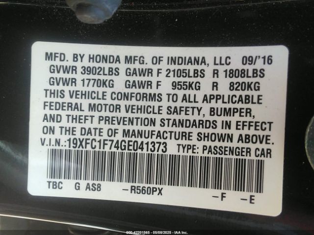 19XFC1F74GE041373 Honda Civic Ex-l