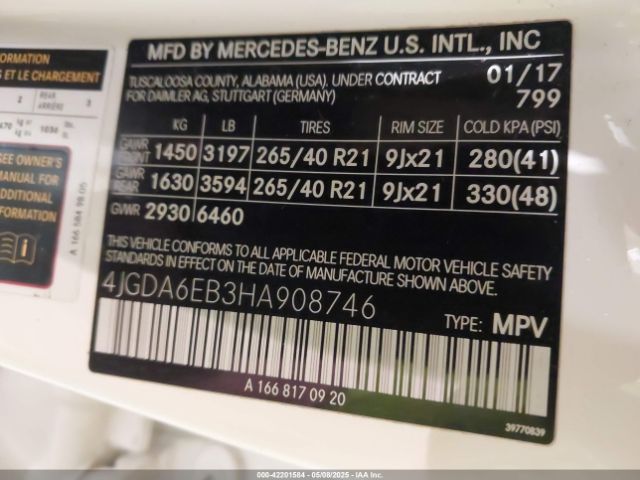 4JGDA6EB3HA908746 Mercedes-Benz Amg Gle 43 4matic
