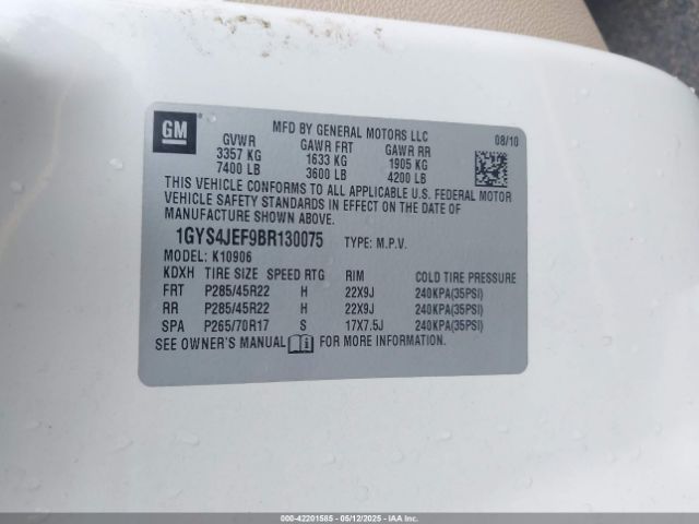 2011 CADILLAC ESCALADE ESV 1GYS4JEF9BR130075 Photo 8