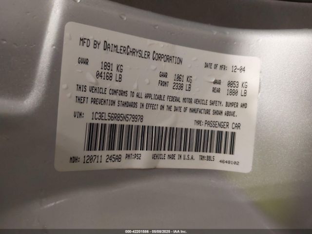 2005 CHRYSLER SEBRING 1C3EL56R85N579978 Photo 8