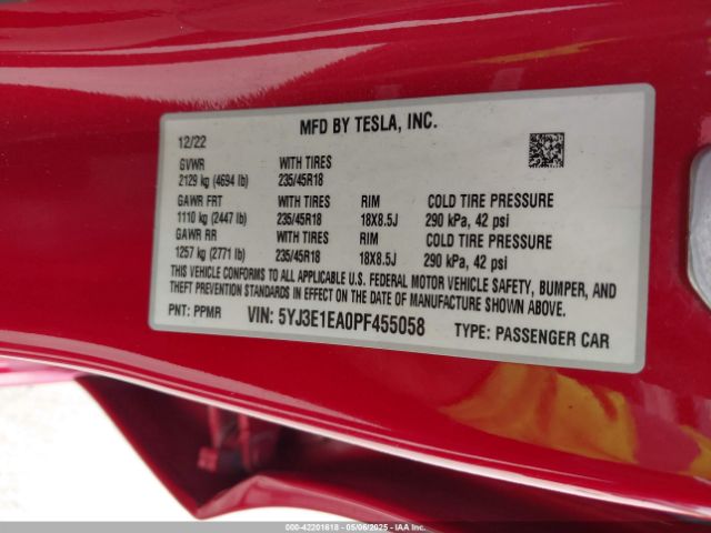 2023 TESLA MODEL 3 5YJ3E1EA0PF455058 Photo 8