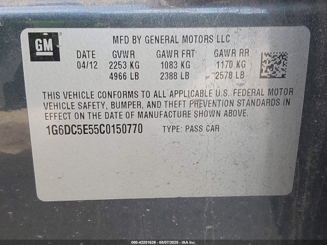 2012 CADILLAC CTS 1G6DC5E55C0150770 Photo 8