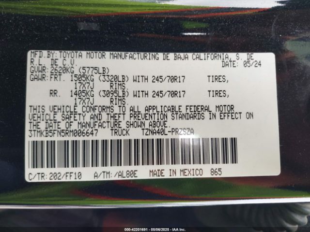 3TMKB5FN5RM006647 Toyota Tacoma Sr5 2wd