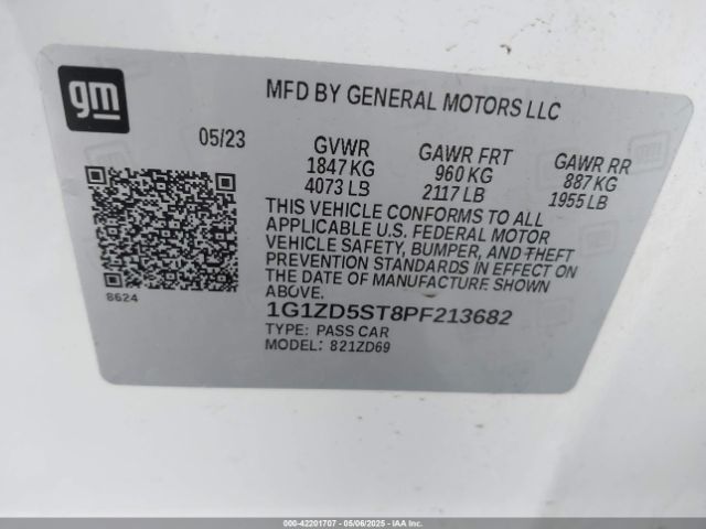 1G1ZD5ST8PF213682 Chevrolet Malibu Fwd 1lt
