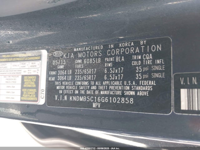 KIA SEDONA LX 2016 KNDMB5C16G6102858 Image 9
