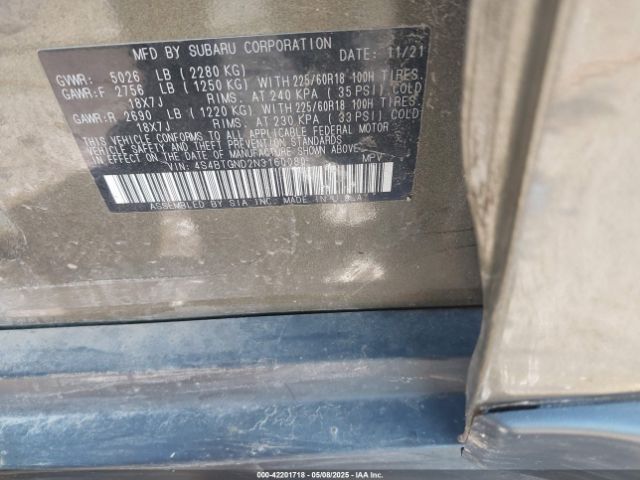 2022 SUBARU OUTBACK 4S4BTGND2N3160080 Photo 8