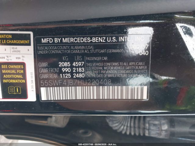 2017 MERCEDES-BENZ C 300 55SWF4JB7HU220408 Photo 8