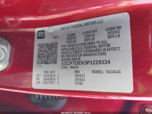 1GCPTDEK5P1229334 Chevrolet Colorado 4wd  Short Box Z71