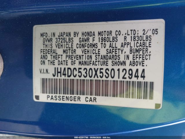 2005 ACURA RSX JH4DC530X5S012944 Photo 8