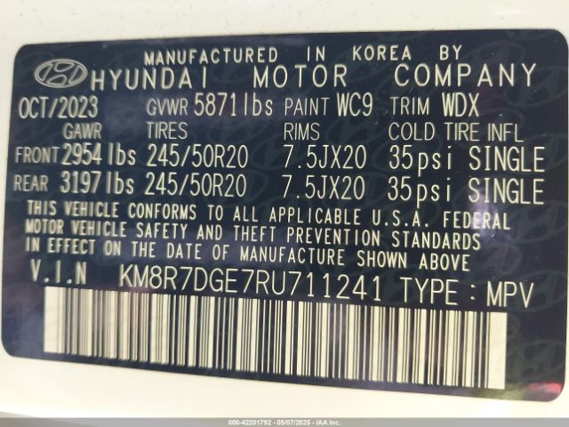 KM8R7DGE7RU711241 Hyundai Palisade Calligraphy